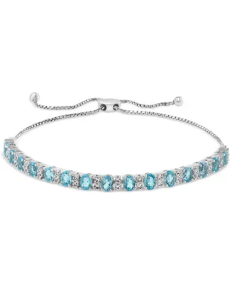 Effy Blue Topaz (4-1/3 ct. t.w.) & White Sapphire (1/2 ct. t.w.) Bolo Bracelet in Sterling Silver