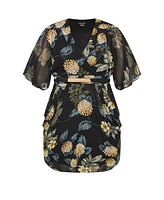 City Chic Women's Wrap Golden Floral Dress