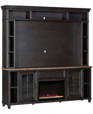 84" Dawnwood 3PC Tv Console Set (84" Console, Hutch and Fireplace)