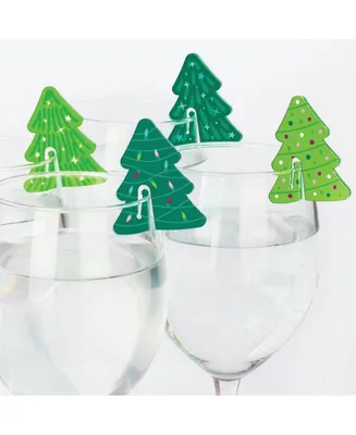 Merry and Bright Trees - Whimsical Christmas - Acrylic Drink Markers - Set of 20