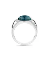 LuvMyJewelry Dark Blue Apatite Gemstone Sterling SIlver Men Signet Ring