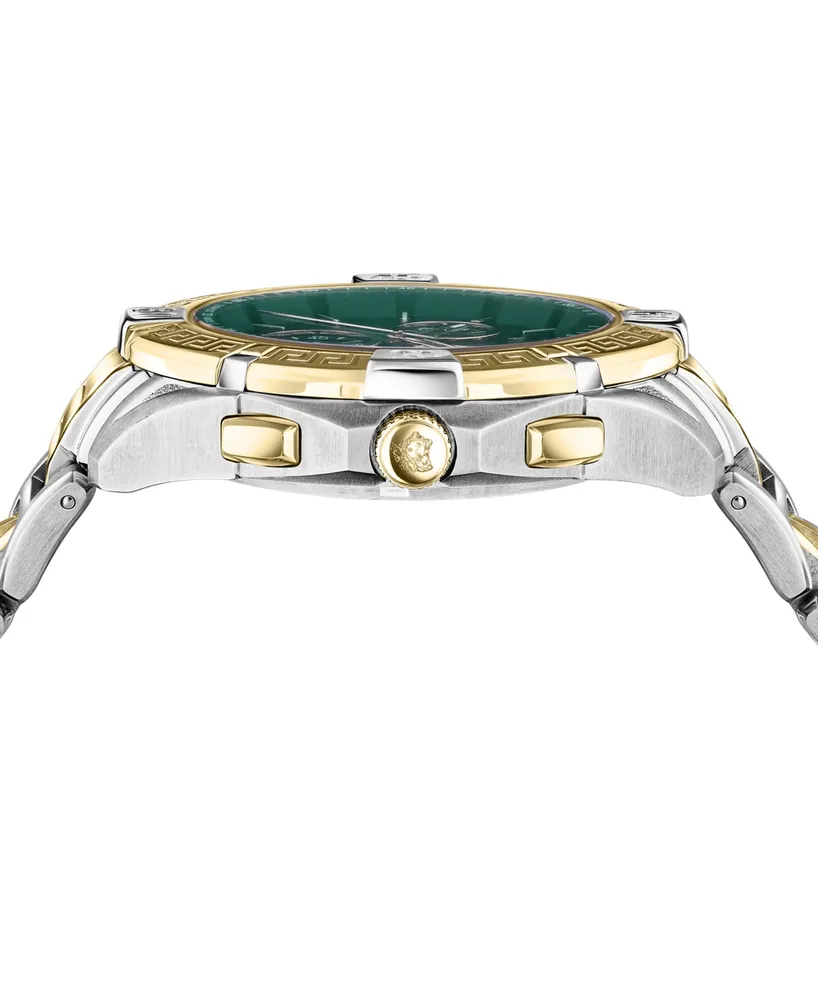 Versace Men's Swiss Chronograph V-Greca Two-Tone Stainless Steel Bracelet Watch 46mm