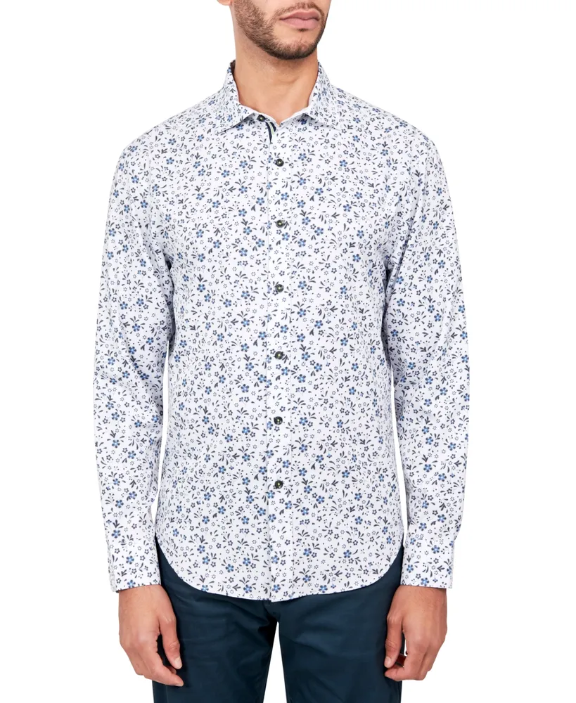 Society of Threads Men's Regular-Fit Non-Iron Performance Stretch Floral Button-Down Shirt