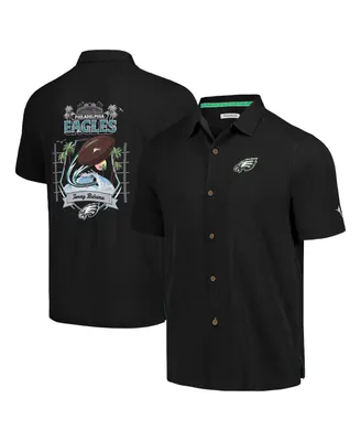 Men's Tommy Bahama Black Philadelphia Eagles Tidal Kickoff Camp Button-Up Shirt