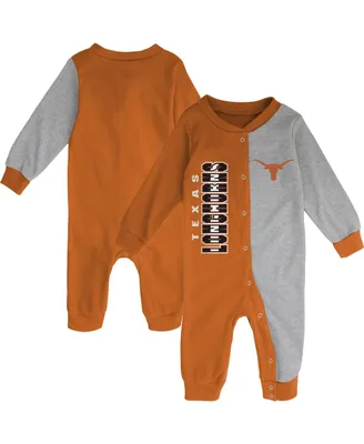 Infant Boys and Girls Texas Orange, Heather Gray Texas Longhorns Halftime Two-Tone Sleeper