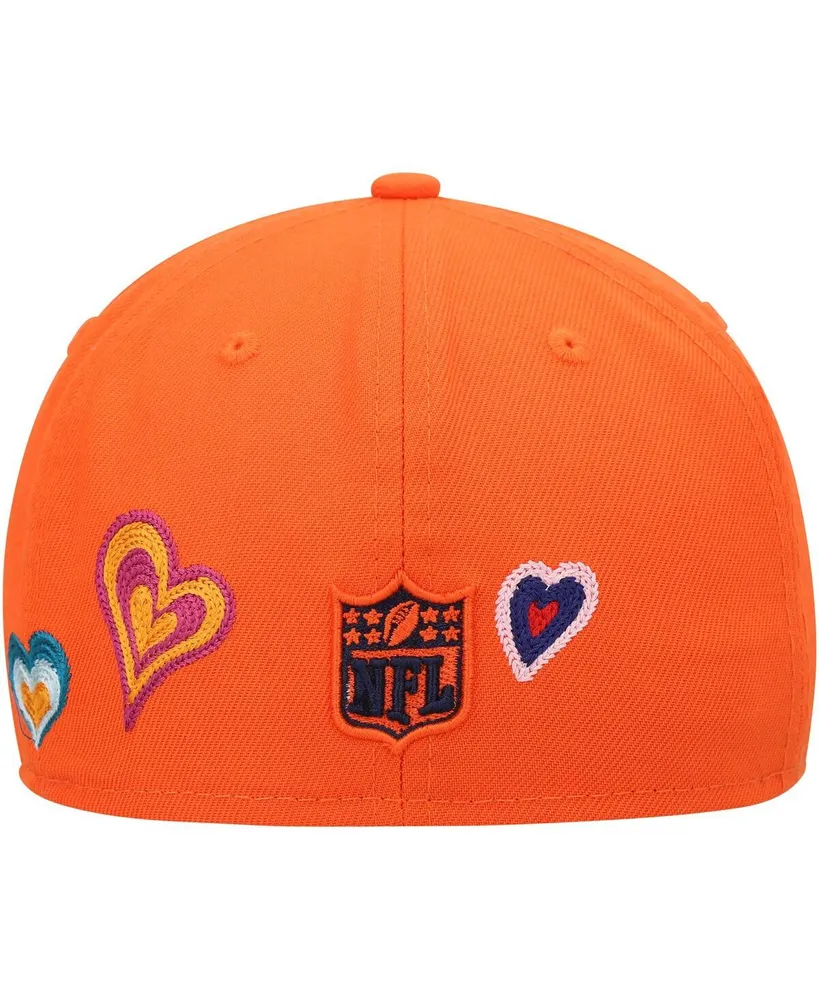 Men's New Era Orange Denver Broncos Chain Stitch Heart 59FIFTY Fitted Hat