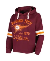 Women's Pressbox Maroon Distressed Virginia Tech Hokies Super Pennant Pullover Hoodie