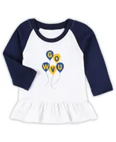 Girls Infant Wes & Willy White, Navy West Virginia Mountaineers Balloon Raglan 3/4-Sleeve T-shirt and Leggings Set