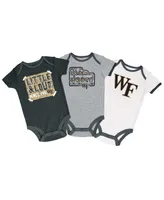 Infant Boys and Girls Champion Black, Gray, White Distressed Wake Forest Demon Deacons 3-Pack Bodysuit Set