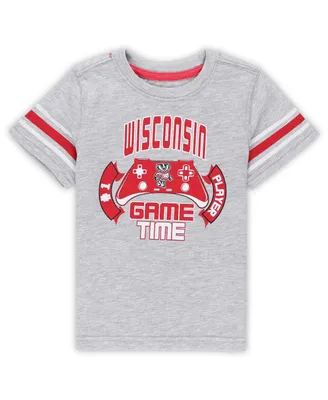 Toddler Boys and Girls Colosseum Heather Gray Wisconsin Badgers Gamer T-shirt
