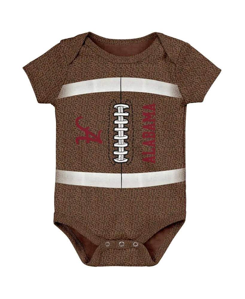 Newborn and Infant Boys Girls Brown Alabama Crimson Tide Catch Me Football Bodysuit