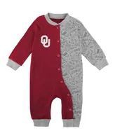 Newborn and Infant Boys Girls Crimson Oklahoma Sooners Playbook Two-Tone Full-Snap Jumper