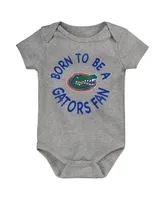 Newborn and Infant Boys Girls Royal, Orange, Heather Gray Florida Gators Born To Be Three-Pack Bodysuit Set