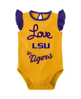 Girls Newborn and Infant Purple, Gold Lsu Tigers Spread the Love 2-Pack Bodysuit Set