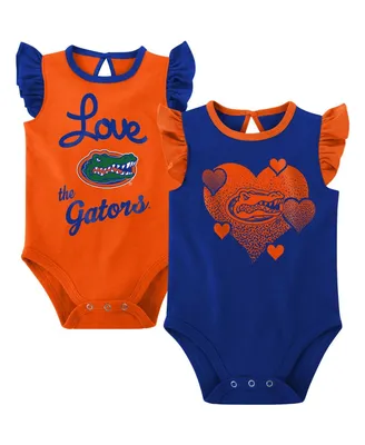 Girls Newborn and Infant Royal, Orange Florida Gators Spread the Love 2-Pack Bodysuit Set