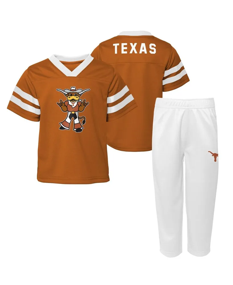 Toddler Boys and Girls Burnt Orange Texas Longhorns Two-Piece Red Zone Jersey Pants Set