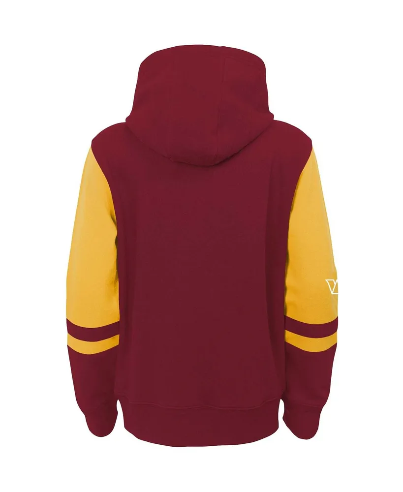 Big Boys Burgundy Washington Commanders Colorblock Full-Zip Hoodie