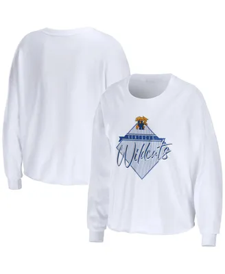 Women's Wear by Erin Andrews White Kentucky Wildcats Diamond Long Sleeve Cropped T-shirt