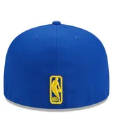 Men's New Era Royal Golden State Warriors Big Arch Text 59FIFTY Fitted Hat