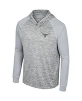 Men's Colosseum Gray Texas Longhorns Cybernetic Raglan Quarter-Zip Hooded Top