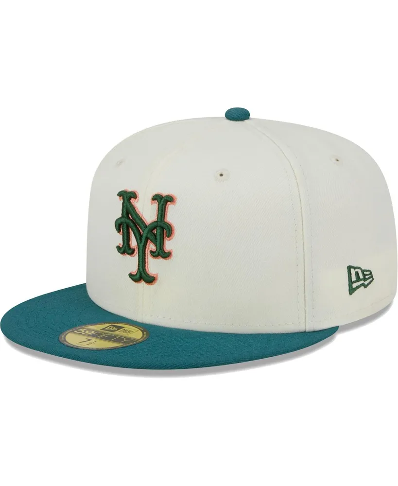 Men's New Era Cream New York Mets Chrome Evergreen 59FIFTY Fitted Hat