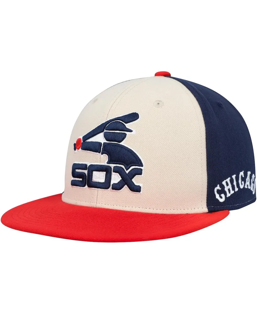 Men's Mitchell & Ness Cream, Red Chicago White Sox Home field Fitted Hat