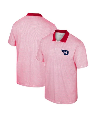 Men's Colosseum White, Red Dayton Flyers Print Stripe Polo Shirt