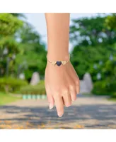 LuvMyJewelry Luv Me Love Heart Sodalite Gemstone Yellow gold Plated Silver Adjustable Bracelet