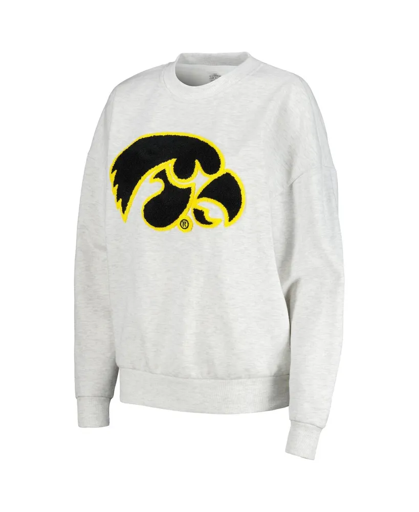 Women's Gameday Couture Ash Iowa Hawkeyes Team Effort Pullover Sweatshirt and Shorts Sleep Set