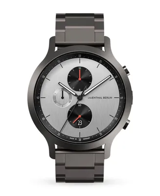 Lilienthal Berlin Men's Curcuit Chronograph Gunmetal Stainless Steel Link Watch 42mm