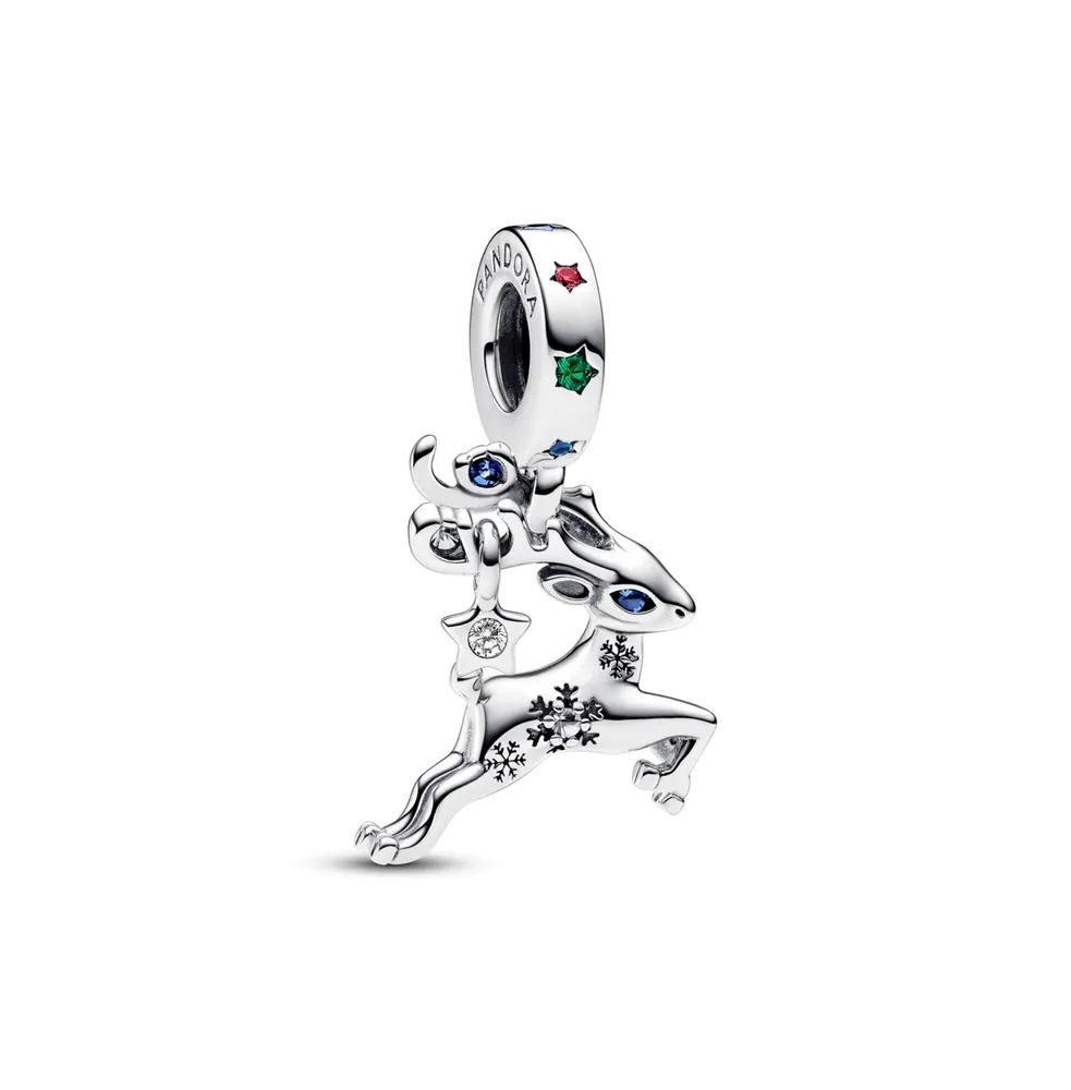 Pandora Cubic Zirconia Magical Christmas Reindeer Dangle Charm