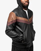 X-Ray Men's Grainy Polyurethane Hooded Jacket with Faux Shearling Lining