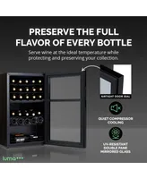 Luma Comfort Shadow Series Wine Cooler Refrigerator 33 Bottle Dual Temperature Zones, Freestanding Mirrored Wine Fridge with Double