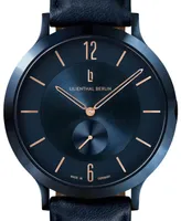 Lilienthal Berlin Men's The Classic Blue Rose Gold Navy Blue Leather Watch 42mm