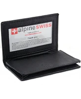 Alpine Swiss Expandable Business Card Case Genuine Leather Front Pocket Wallet