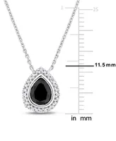 Black & White Diamond Halo Pear-Shaped 17" Pendant Necklace (1-1/10 ct. t.w.) in 14k White Gold