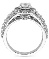 Diamond Halo Triple Row Engagement Ring (1-5/8 ct. t.w.) in 14k White Gold