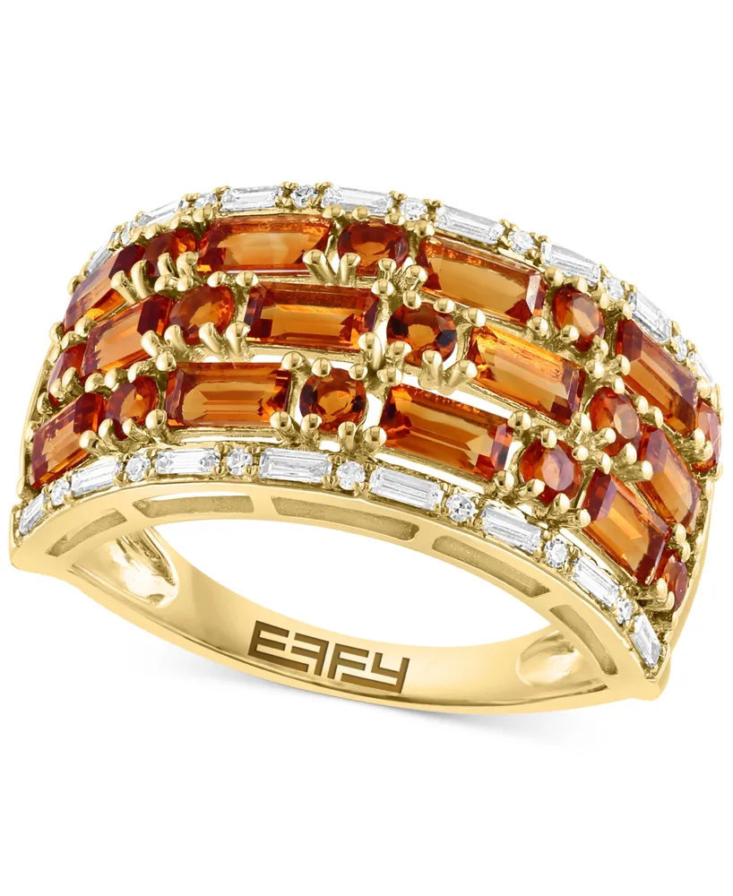 Effy Citrine (1-7/8 ct. t.w.) & Diamond (1/4 ct. t.w.) Multirow Statement Ring in 14k Gold