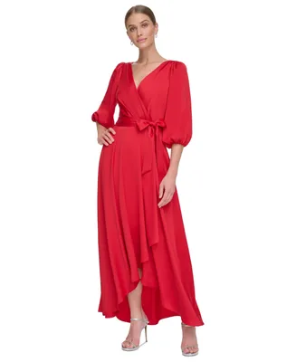 Dkny Women's Faux-Wrap Balloon-Sleeve Belted Dress