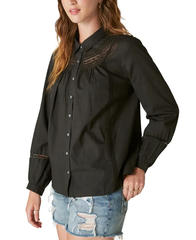 Lucky Brand Women's Lace Trimmed Button-Front Shirt