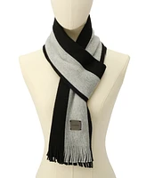 Calvin Klein Men's Thick Wool Blend Side Stripe Logo Scarf