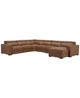 Nevio 157" 6-Pc. Leather Sectional with 2 Power Recliners, Headrests and Chaise, Created For Macy's