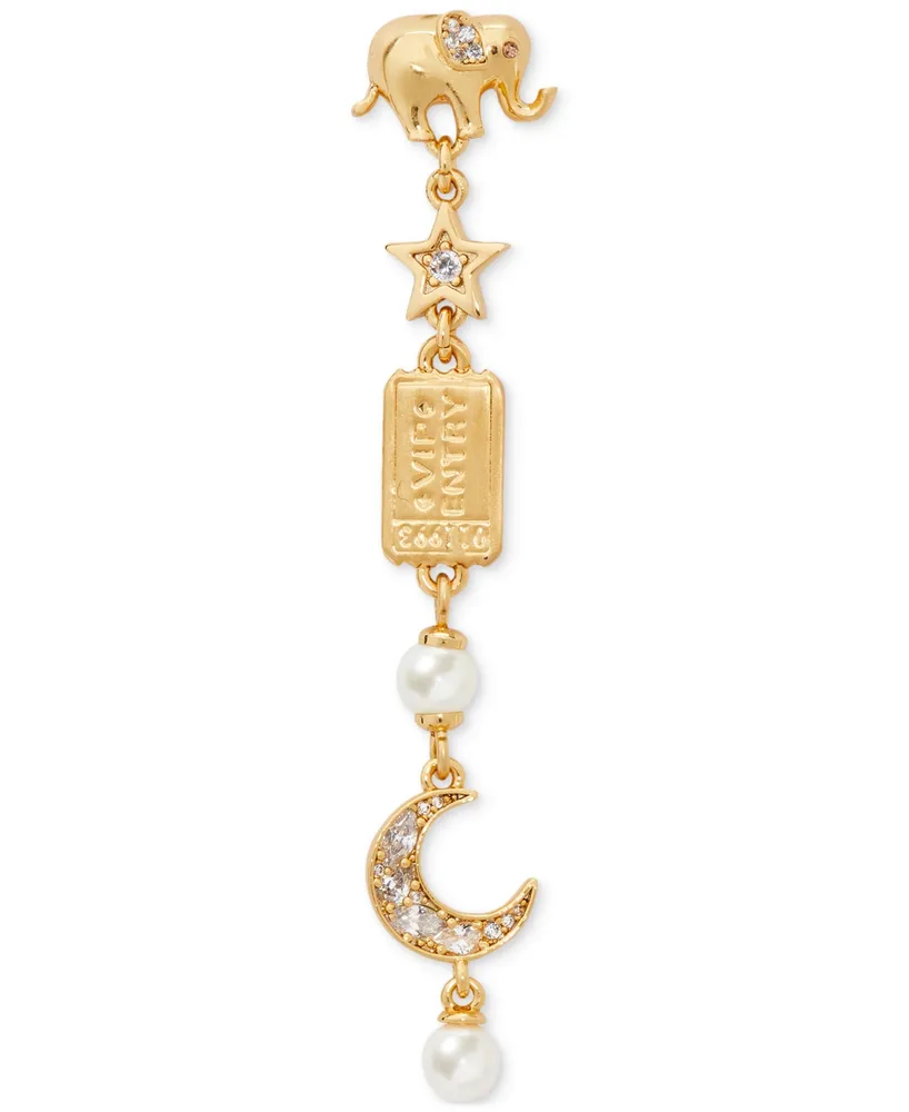 Kate Spade New York Gold-Tone Pave & Imitation Pearl Carnival Charm Linear Drop Earrings