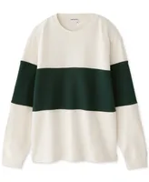 Frank And Oak Men's Relaxed Fit Long Sleeve Rugby Stripe Crewneck Sweater