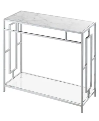 Convenience Concepts 31.5" Town Square Faux Marble Glass Hall Table