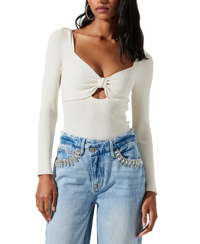 Lace Up Front Long Sleeve Bodysuit – ASTR The Label