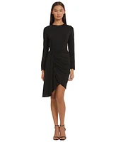 Donna Morgan Women's Round-Neck Long Sleeve Mini Dress