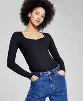 And Now This Women's Double-Layered Ribbed Sweetheart-Neck Bodysuit, Created for Macy's