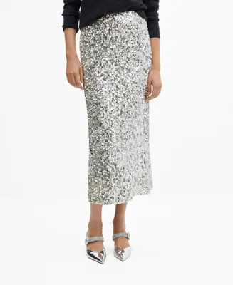 Mango Women's Sequin Midi Skirt