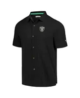 Men's Tommy Bahama Black Las Vegas Raiders Tidal Kickoff Camp Button-Up Shirt